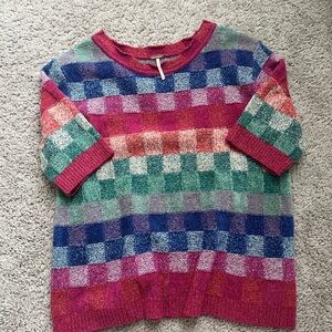 Free People Multicolor Checkered Sweater
